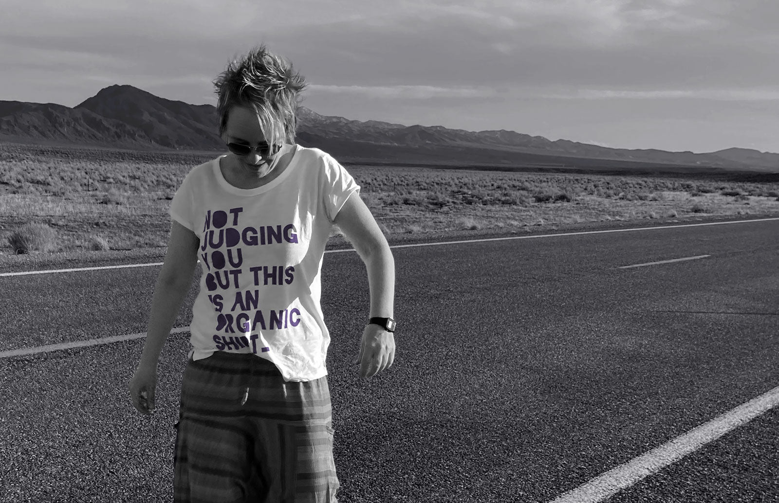 Organic comfy statement shirt that says not judging you but this is an organic shirt