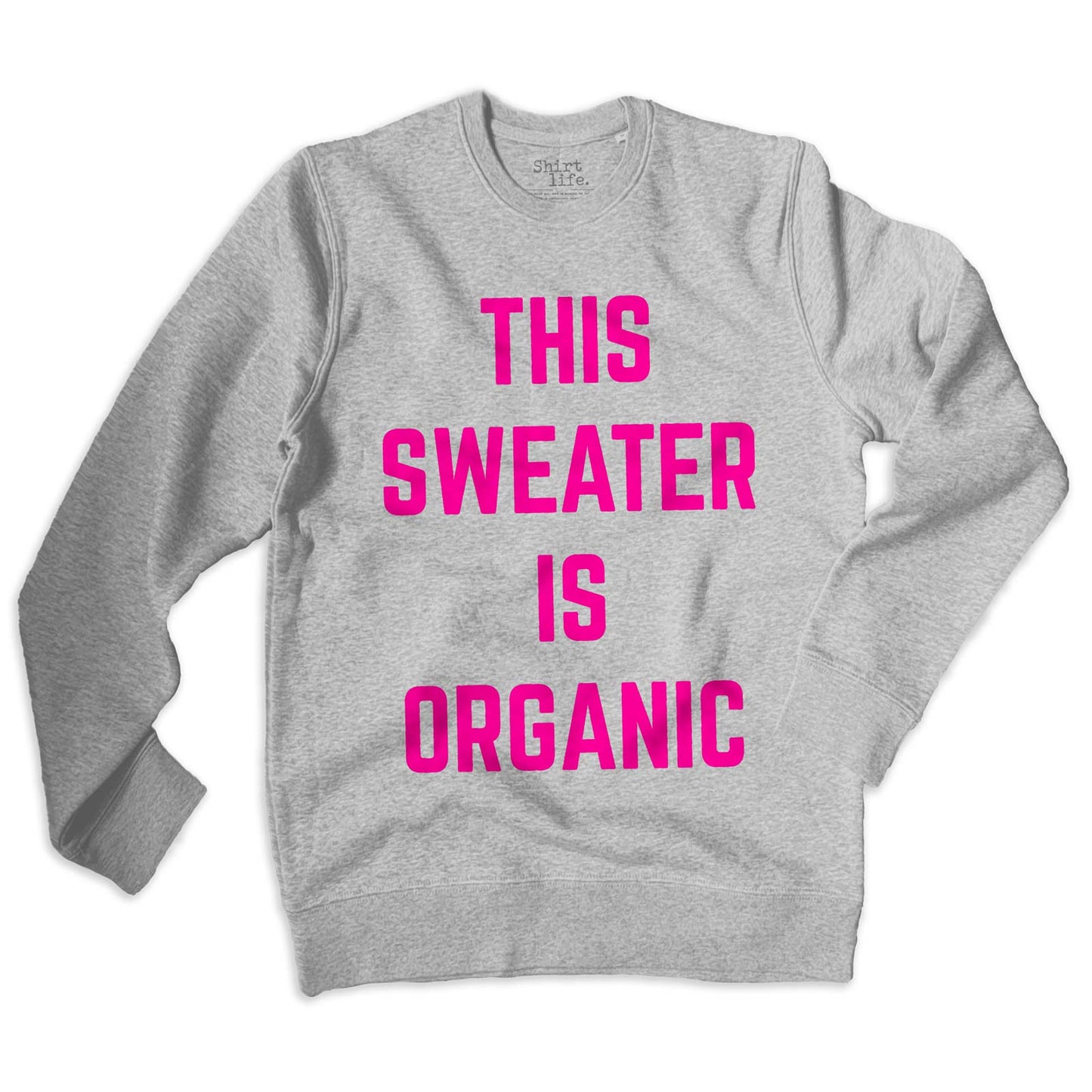 Statement sweatshirts - grey melange med neon pink tryk