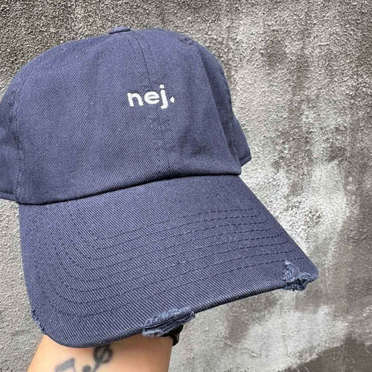 Nej. hat | Navy dad cap destroyed - kun 1 stk!